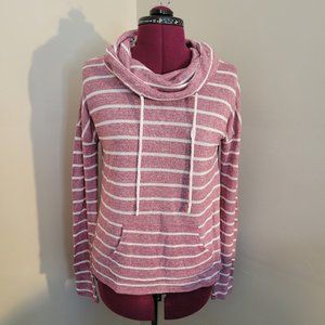 Women's Cowlneck Sweatshirt, City Streets, Small, Pink and White